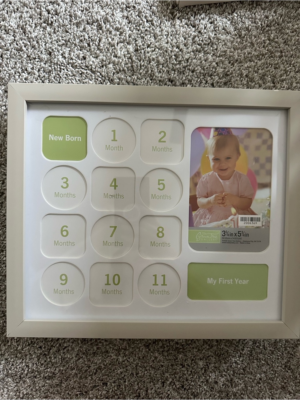 My First Year Baby Photo Frame - White & Light Green